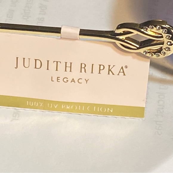 Judith Ripka Legacy New Large Frame Protection Black & Gold Sunglasses - Picture 5 of 7